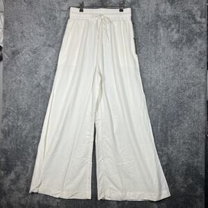 Savvi Pants Womens M White Crepe Pull On Wide Leg Elastic Waist Casual